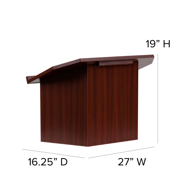 Mahogany Foldable Tabletop Lectern with Slanted Top and Ledge