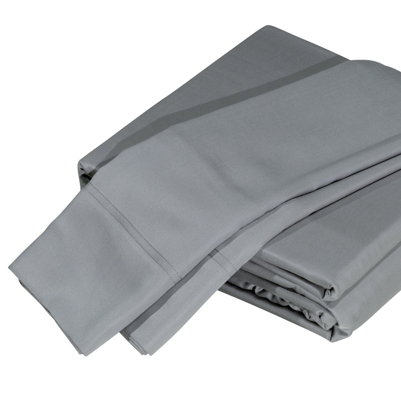 Sateen Sheet Set, Queen Sheet Set with 2 Pillowcases, Silver Gray