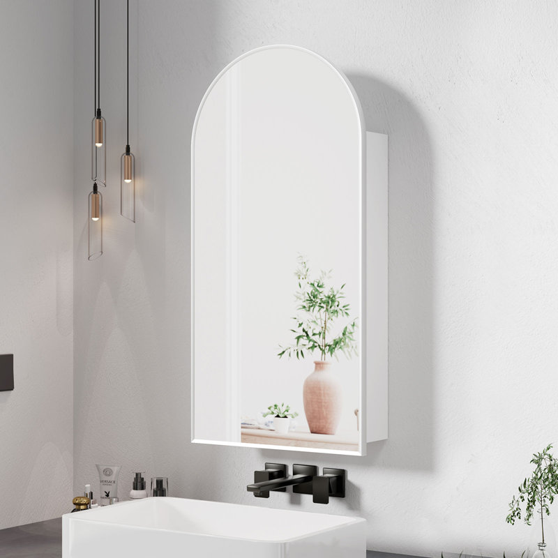 Aishwarya 40mm W 80mm H Framed Medicine Cabinet Mirror 3 Fixed, Brushed Nickel