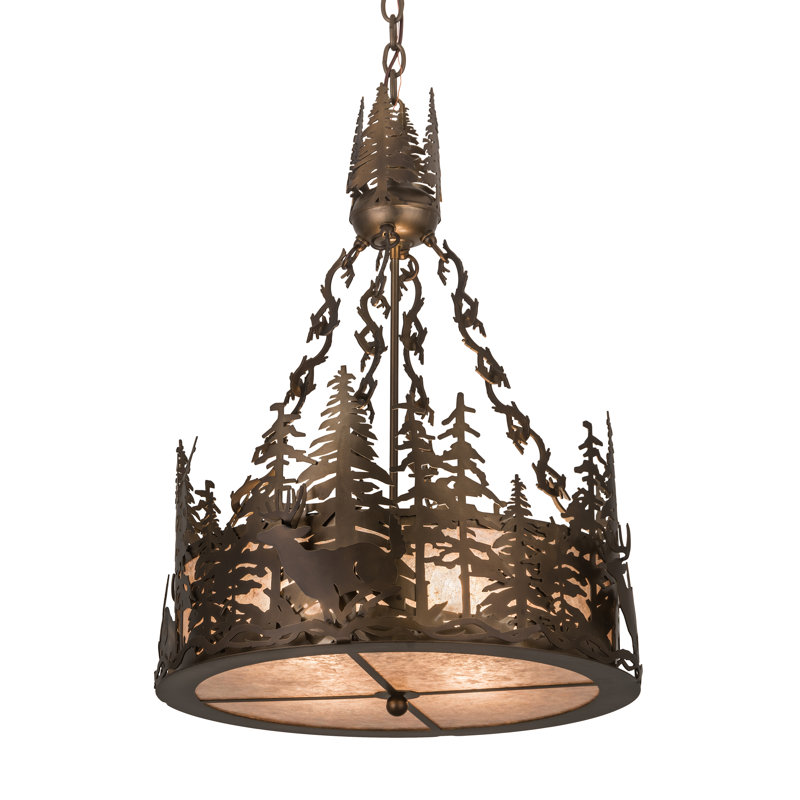 Rustic Lodge 4 - Light Chandelier, Antique Copper, Silver