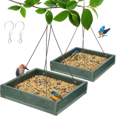 Ensemble de 2 plateaux d'alimentation pour oiseaux à suspendre à l'extérieur