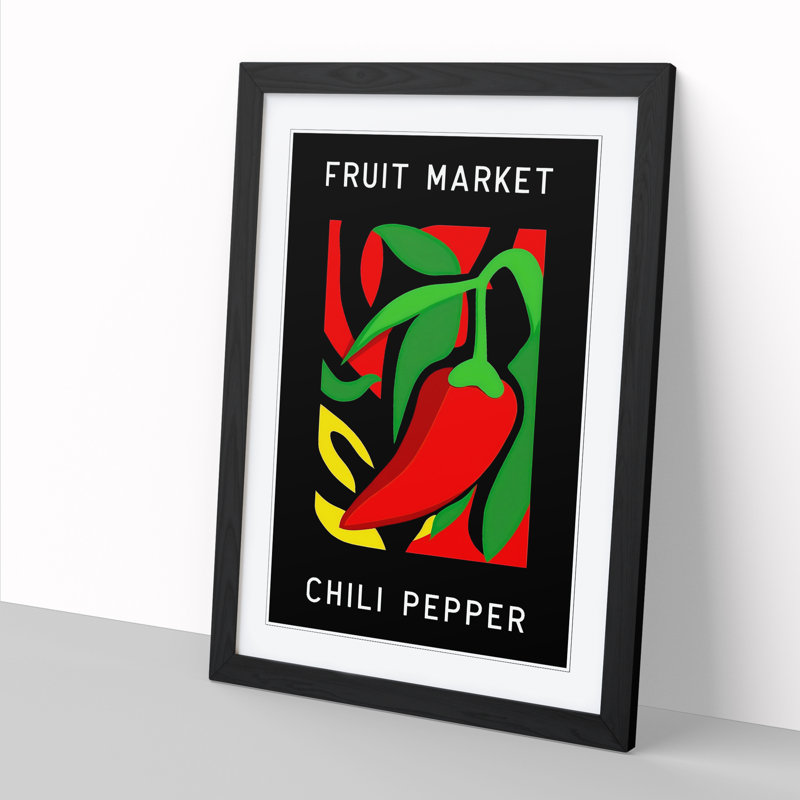 Red Chili Pepper Fruit Market Exhibition Vol.4 1 Piece Single Picture Frame Wall Art, 34cm H x 25cm W x 2cm D