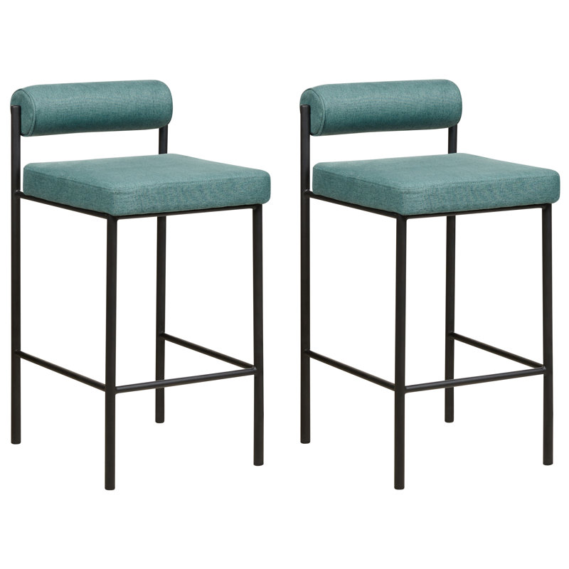Amaya Upholstered Counter Stool with Metal Frame, Green