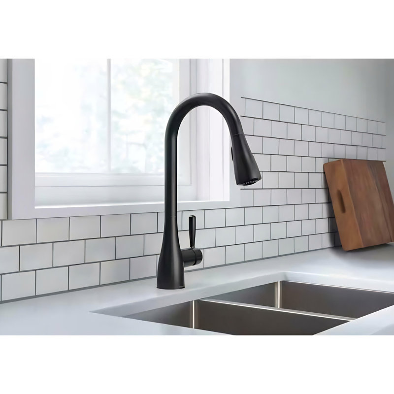 MOEN Doherty Single Handle Pull-Down Sprayer Kitchen Faucet with Power Clean and Reflex, Matte Black