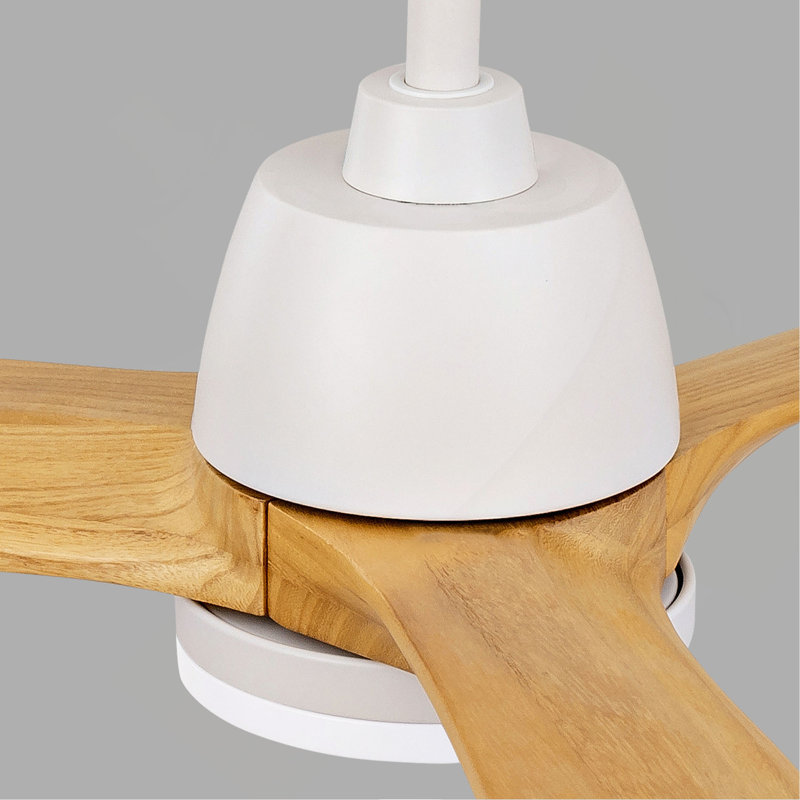 Ventilateur de plafond intérieur chaud 52 pouces avec lumière DEL à intensité variable 3 pales en bois massif télécommande