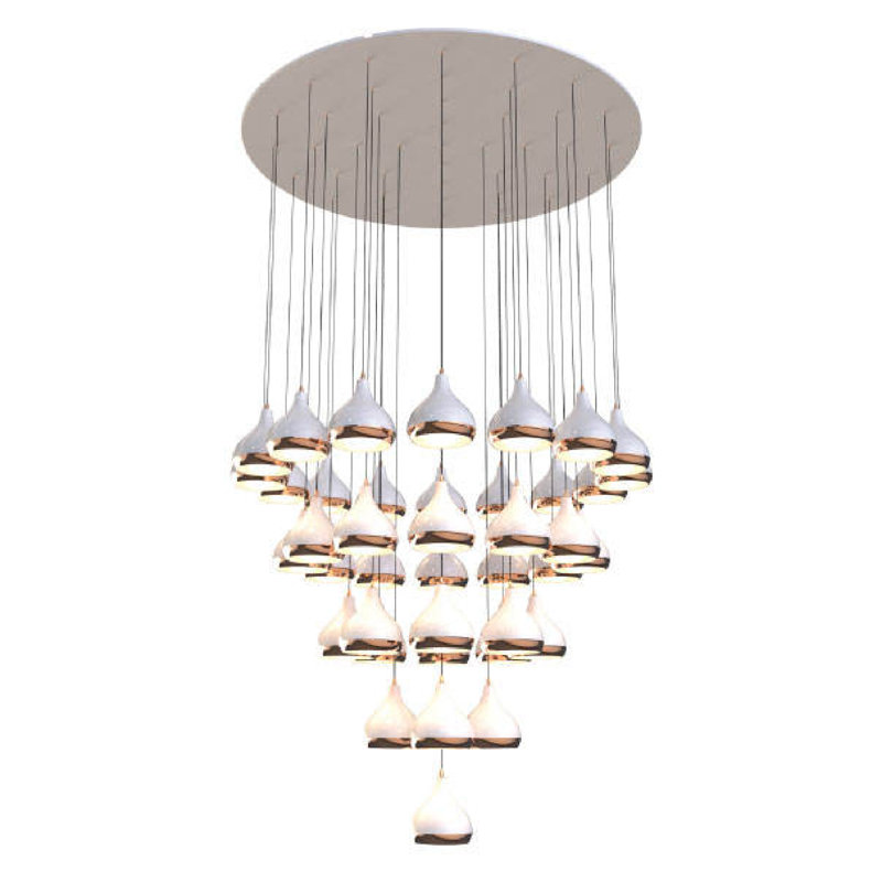 Lustre à niveaux Drayvon, Blanc, Blanc / or rose
