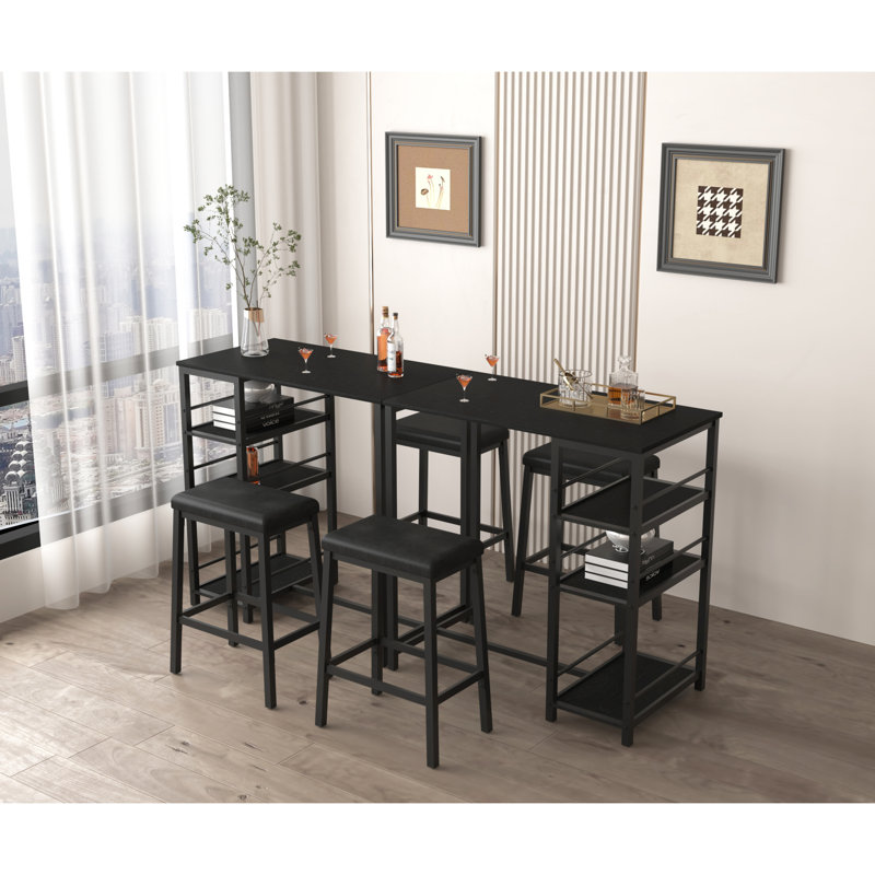 Dining Table Set with Storage Shelves