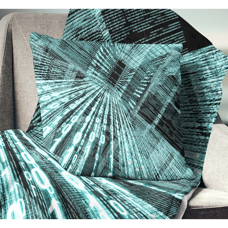 Binary Code - Abstract Printed Pillow, 16" x 16", Throw Pillow