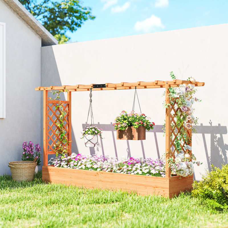 Wood Raised Garden Bed, 113.5cm H x 200cm W x 44cm D