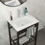 Lavabo console de salle de bain en céramique 24 "x 18" avec trop-plein et pieds noirs, teinture hygiénique, faible absorption d'eau, fixation murale pour un évier blanc peu encombrant, trop-plein, construction, facile
