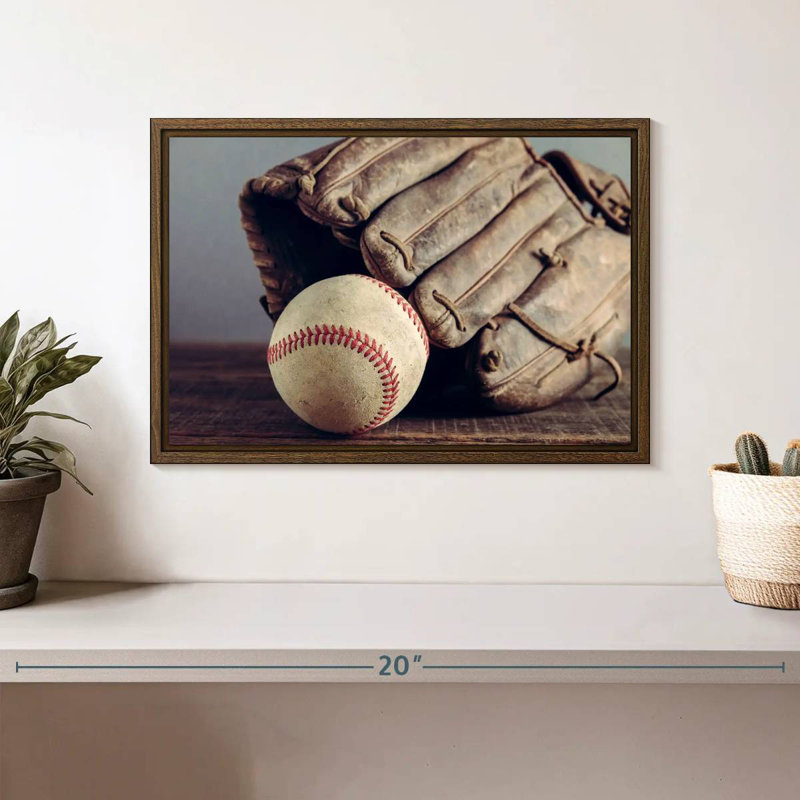 Souvenirs de baseball, 13 po x 9 po, Cadre flottant noyer