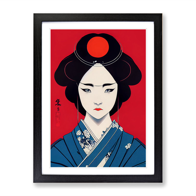 Captivating Geisha - Single Picture Frame Print, Black Framed, 46cm H x 34cm W x 2cm D