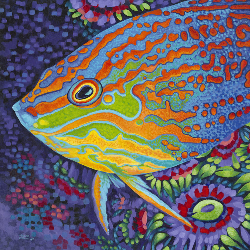 " Brilliant Tropical Fish I " Painting Print, 30" H x 30" W x 1.25" D