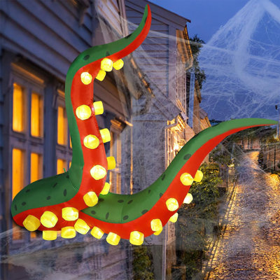 Halloween Decorations 5.6FT Tall Inflatable Lighted Octopus Tentacle, Octopus Legs With Build-In 36 LED, Animated Halloween Front Door Window Roof Prop, Outdoor Holiday Party Blow Up Decor