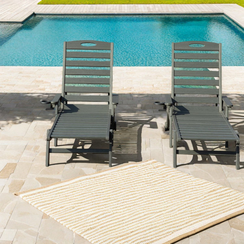 Ensemble de chaises longues de patio durables, ensemble de piscine moderne ajustable en PEHD