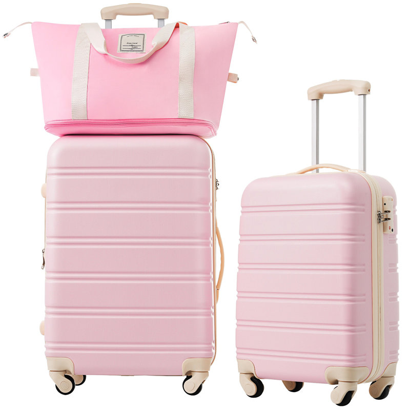 Valise Hardshell 2 pièces + valise à roulettes avec verrou TSA léger 20 po + 24 po