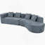 Canapé modulaire de 132 po au design incurvé, canapé modulaire en chenille 2 pièces avec 4 coussins, éponge moelleuse et coussin à ressorts, grand canapé modulaire en éponge pour le salon-1365291321