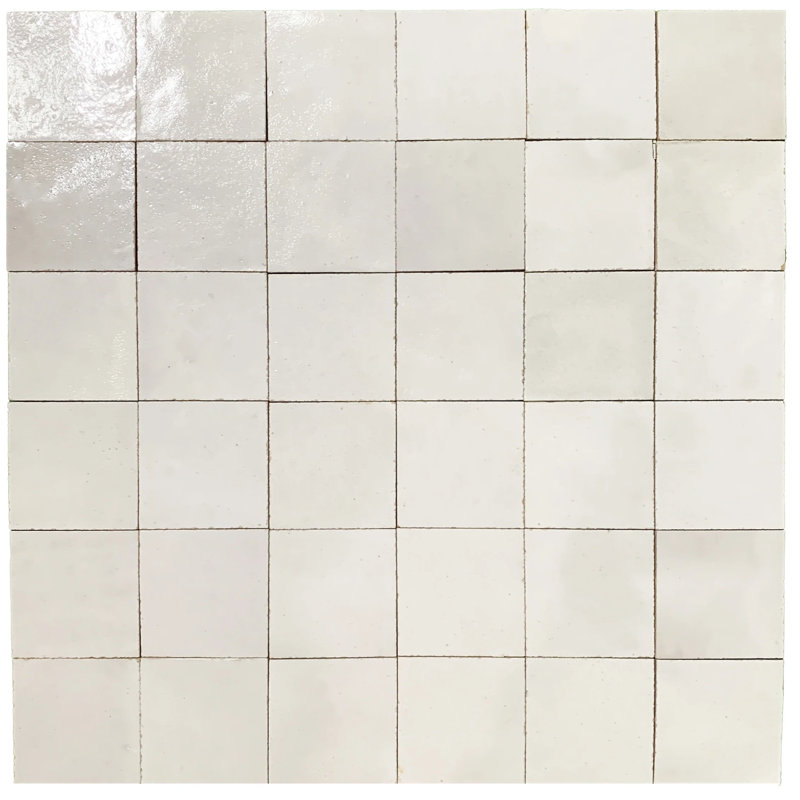 Carreau de mosaïque murale 2 po x 2 po Zellige, Blanc cassé