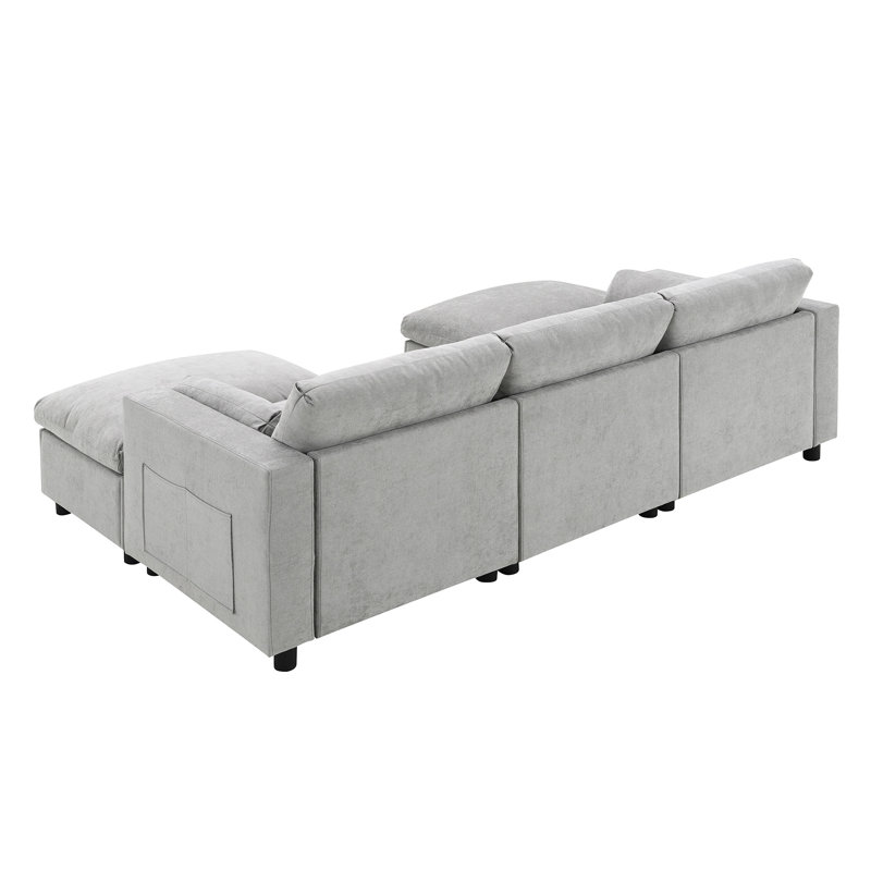 [VIDEO]86.5'' Chenille Modular Sectional Sofa With Storage Pockets, Medium Gray Chenille