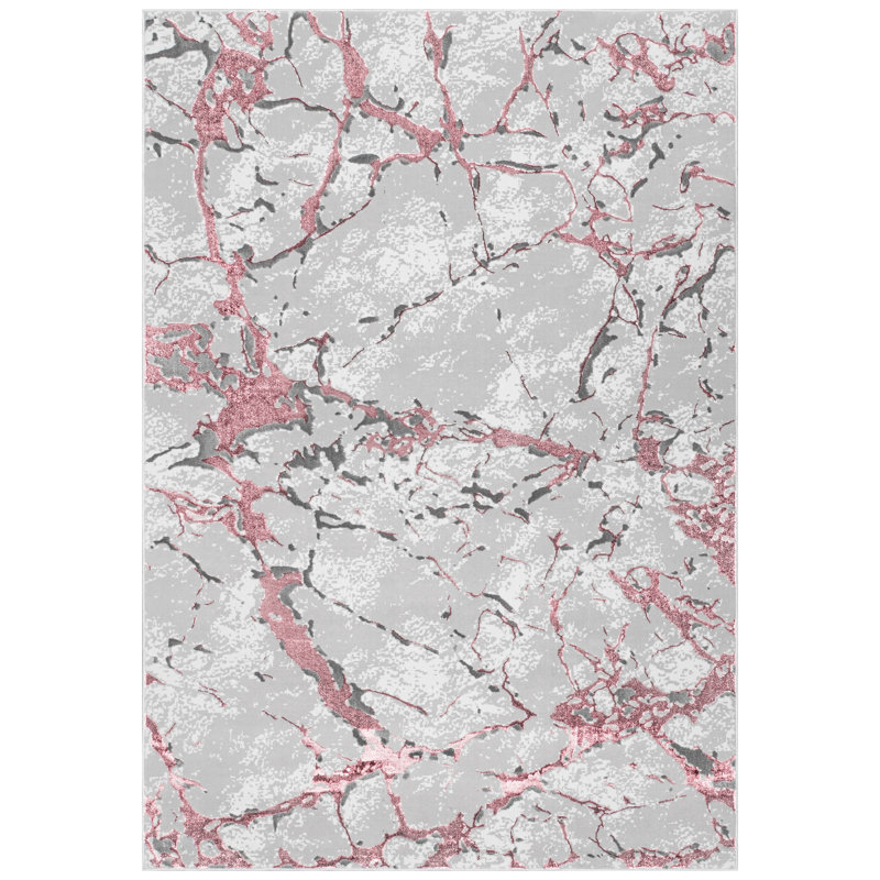 Rectangle Marble Area Rug, Pink, Rectangle 160 x 230 cm