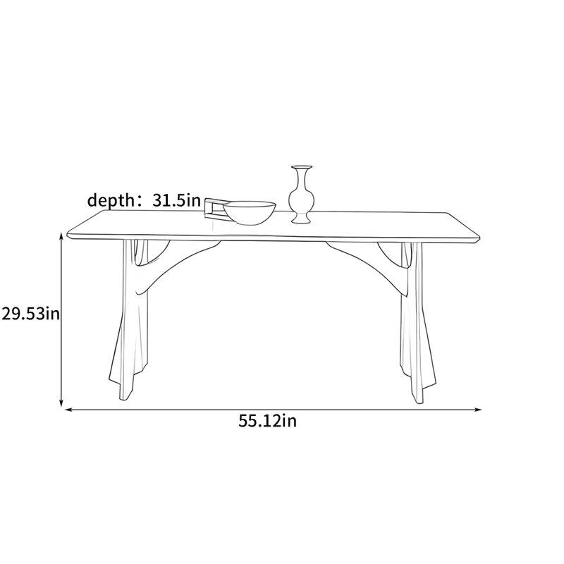 Retro simple style rectangular dining table, 29.53"H x 55.12"L x 31.5"W