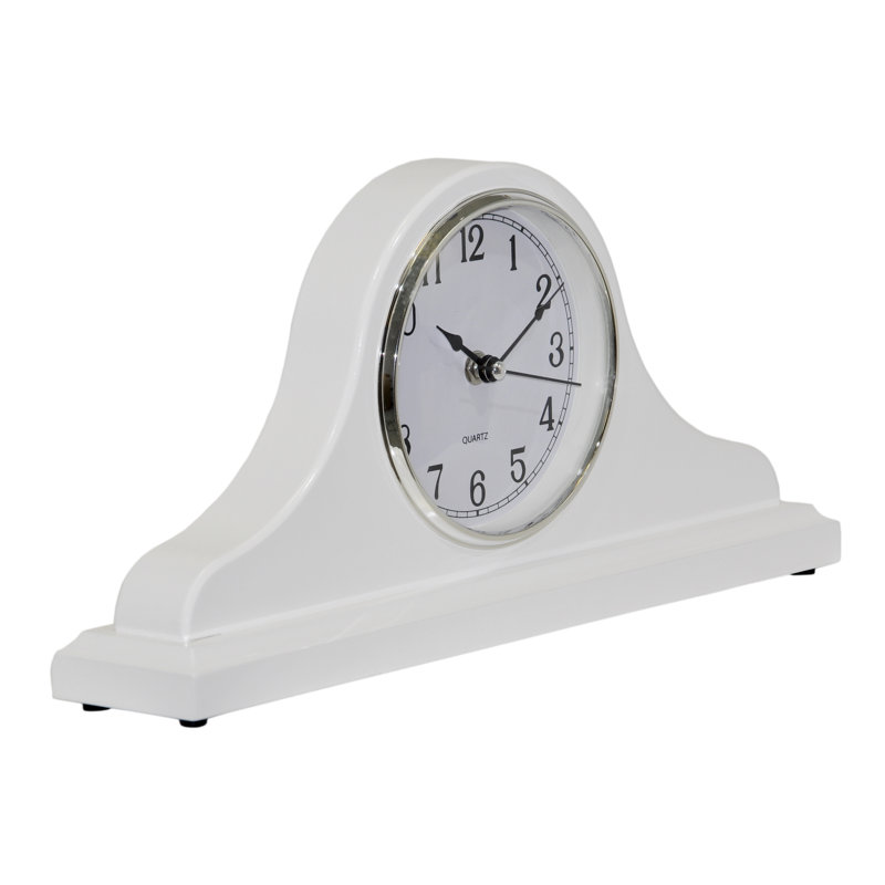 Traditional Analogue Wood Quartz Movement / Crystal Tabletop Clock in White