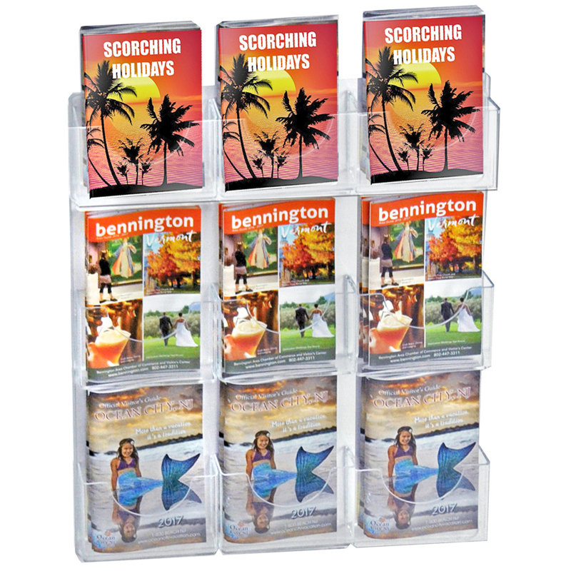 Nine-Pocket Wall Mount Bifold Brochure Holder, 2-Pack