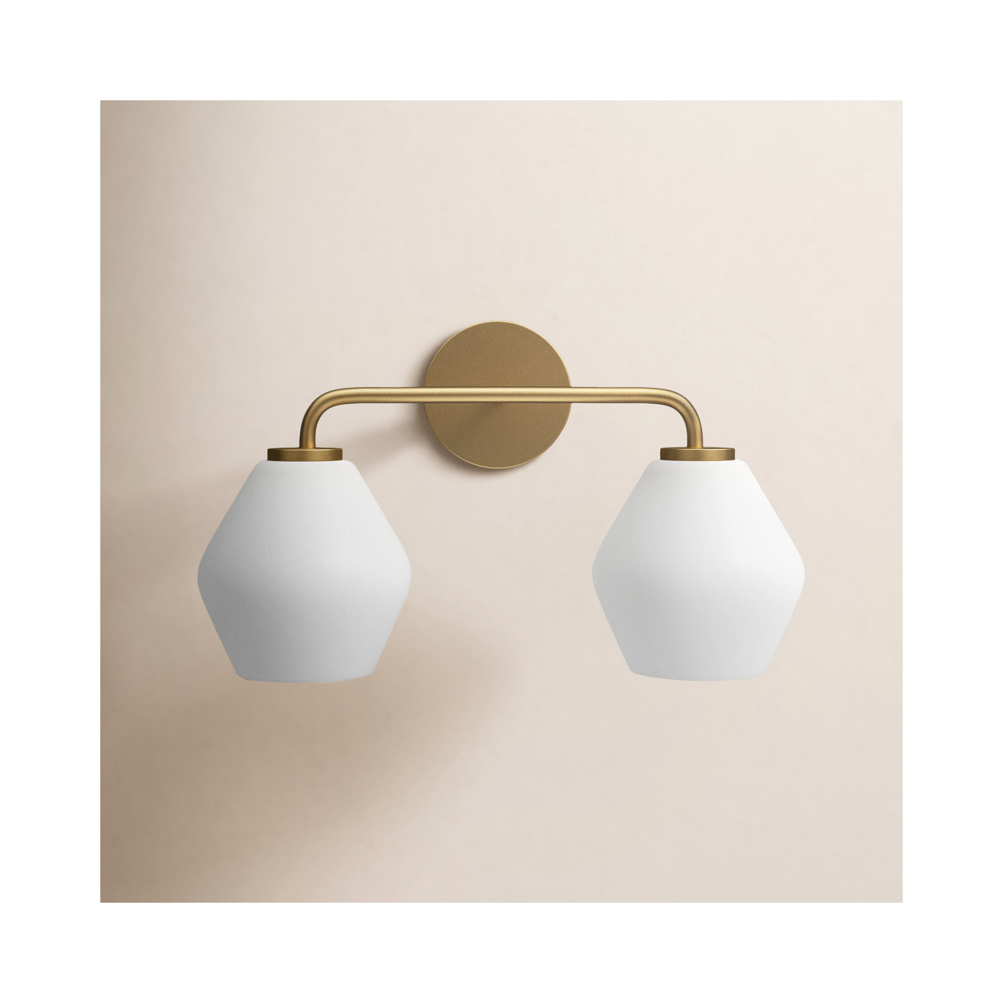 Rooks 2 - Light Dimmable Vanity Light, White, Satin Brass