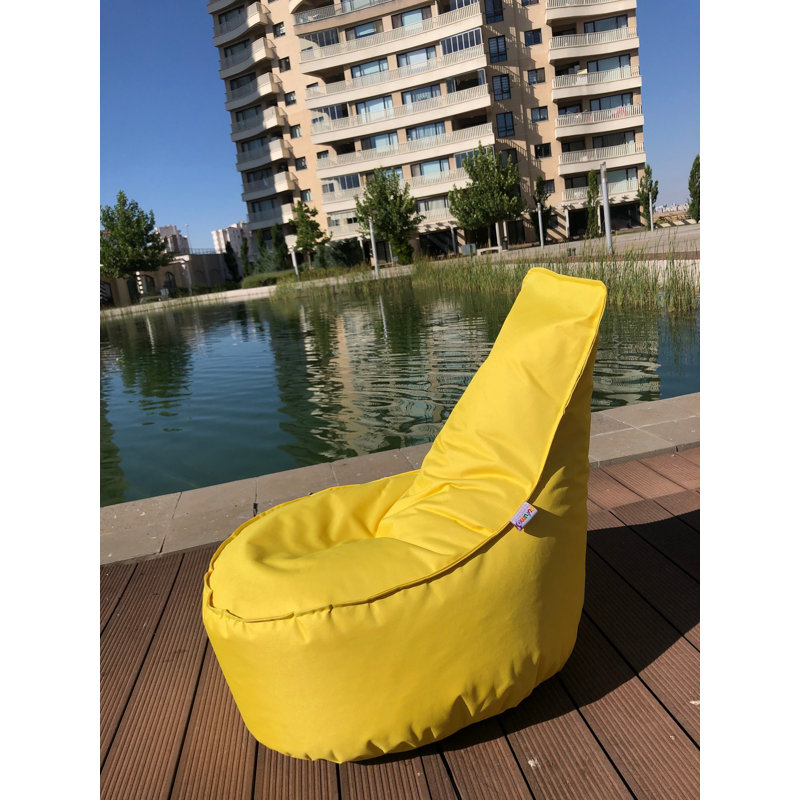 Fauteuil à billes jaune confortable de 23,6 po x 27,6 po x 11,8 po | 100% polyester et tissu imperméable avec housse zippée amovible | Rempli de billes en EPS recyclées, parfaites pour se détendre et jouer dans n'importe quel espace