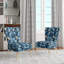 Chaise d'appoint rembourrée blanche et bleue à motif floral III