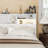 Modern Wooden Bookcase Headboard with LED Light and Charging Station - Queen-808041314-808041315