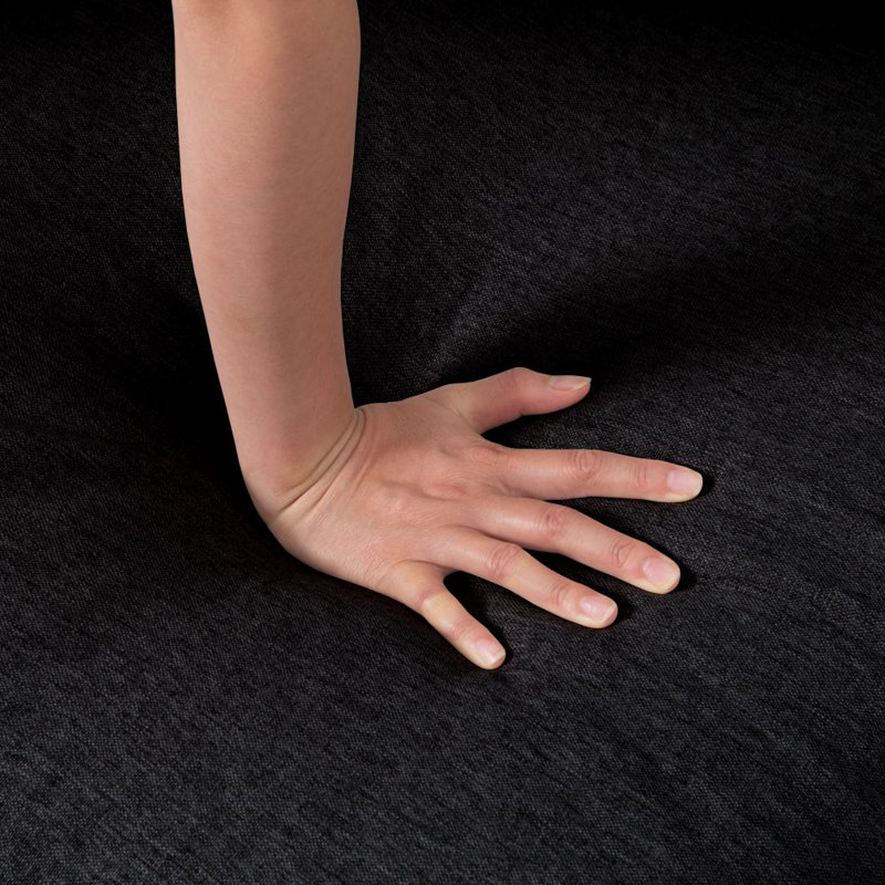 Canapé modulaire rembourré avec méridienne Pinchus, 100 % polyester noir
