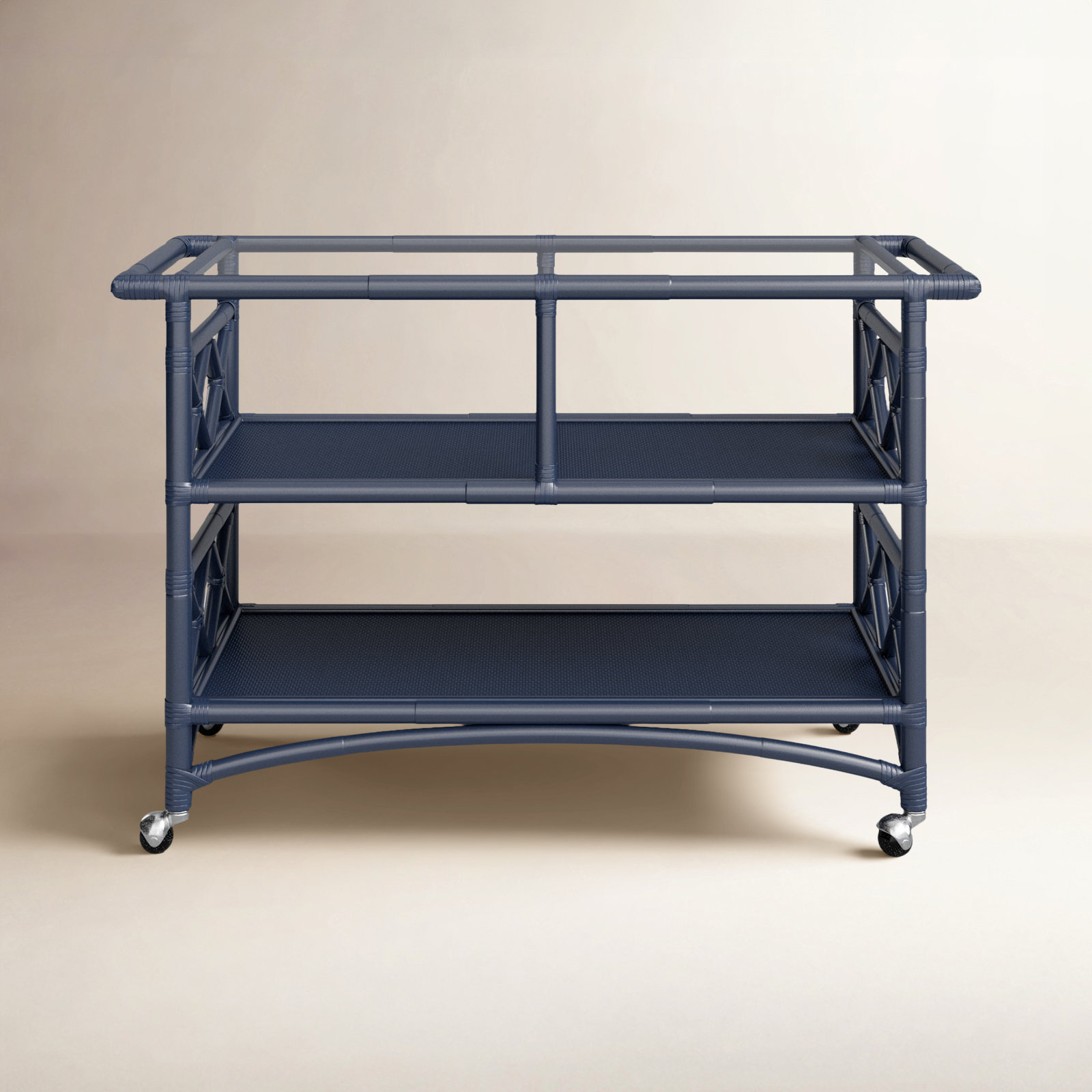 Abbott Wicker / Rattan Bar Cart, Navy