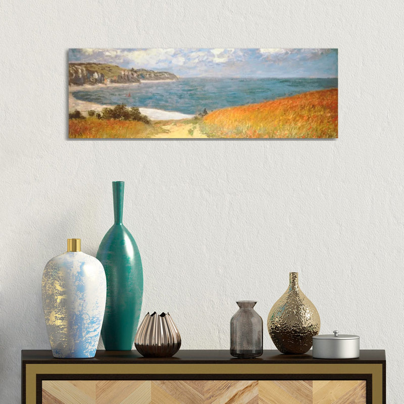 Path Through The Corn At Pourville by Claude Monet - Wrapped Canvas Panoramic Painting, 30.48 cm H x 91.44 cm W x 1.91 cm D