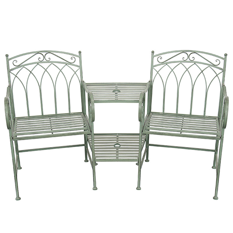 Damorian Metal Outdoor Bench, Green