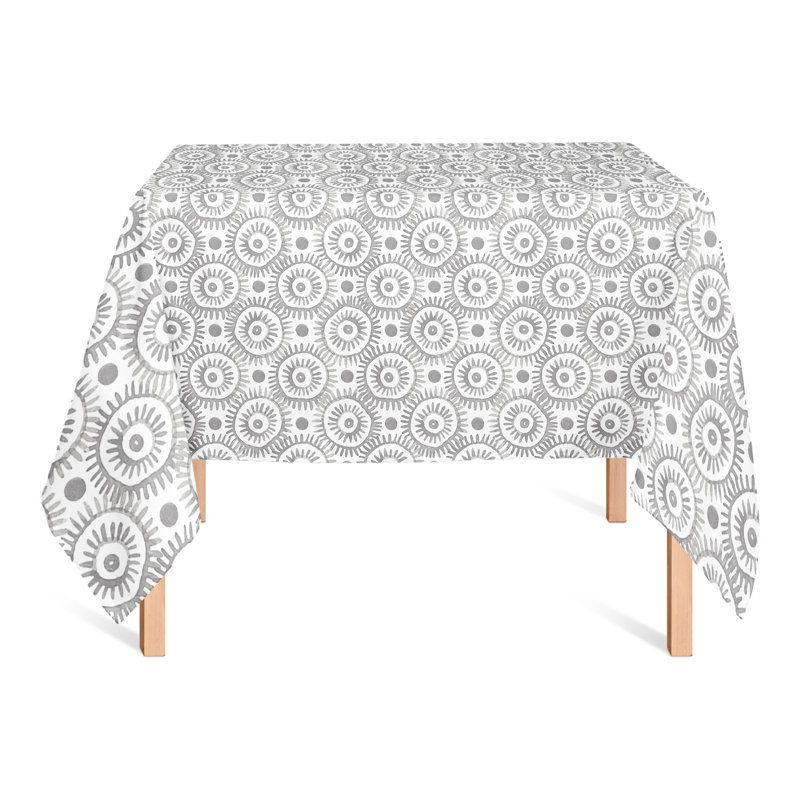 Boho Circles Blue 4 Tablecloth, Gray