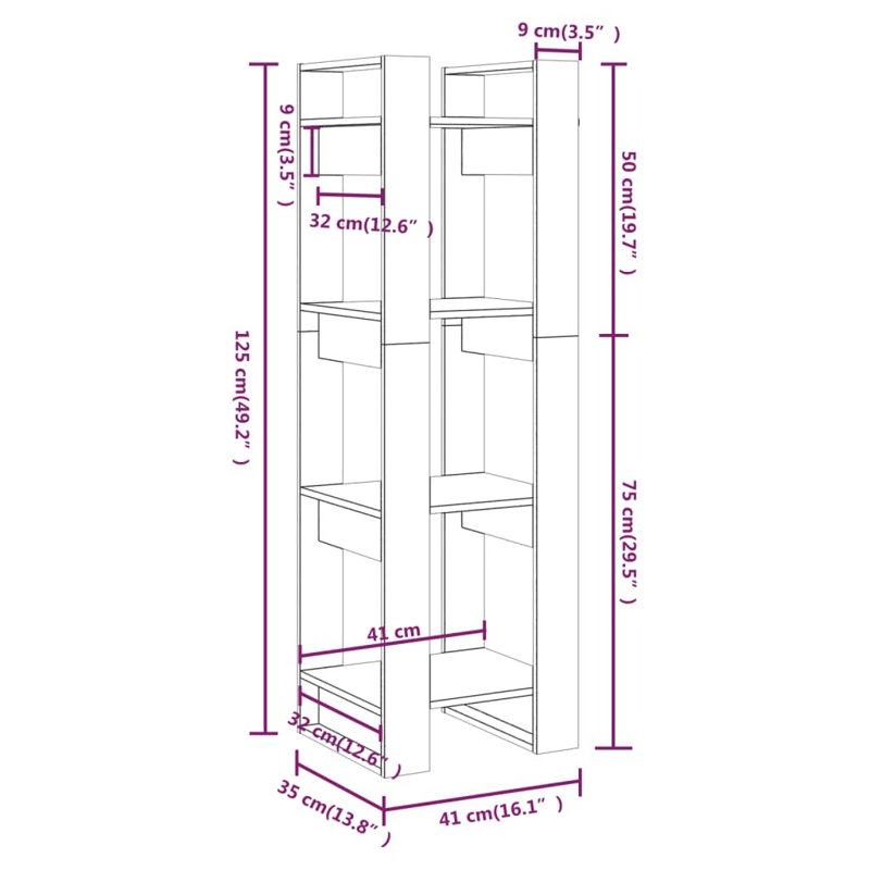 Gelissa 125cm H Solid Wood Etagere Bookcase, White, 125Cm H x 41Cm W