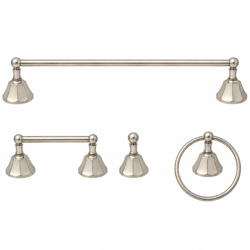 Ensemble de quincaillerie d'accessoires de salle de bain 4 pièces Mississippi P4BMIS18, Nickel mat
