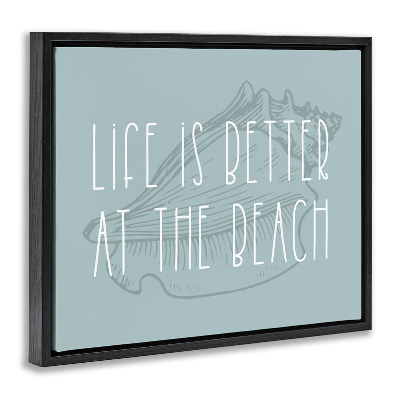 Better at Beach with Shell, Jet Black Floater Frame, 17" H x 21" W
