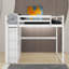Lit mezzanine double en bois avec garde-robe, tablettes et lumière DEL-325544981