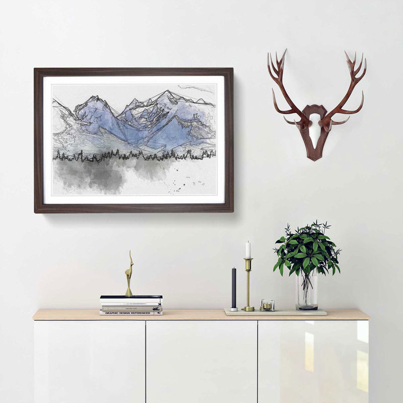 Rocky Mountains in Alaska in Abstract - Picture Frame Graphic Art Print, Walnut, 35cm H x 50cm W x 2cm D