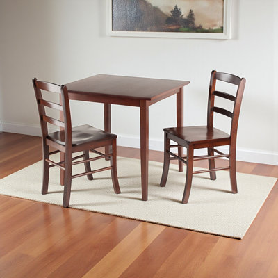 Belknap Walnut Finish 3-PC Solid Wood Dining Set, 29'' H X 29.23'' W X 29.23'' D