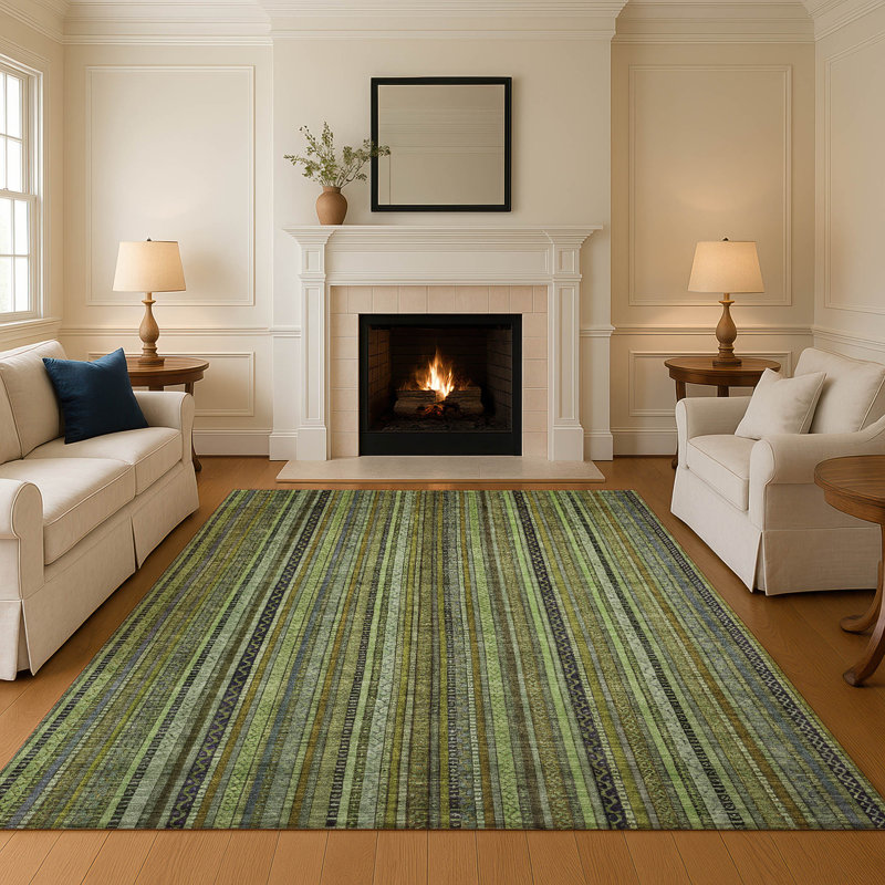 Premium Machine Washable Baford AMF1654 Stripes Rug, Rectangle 9' x 12'