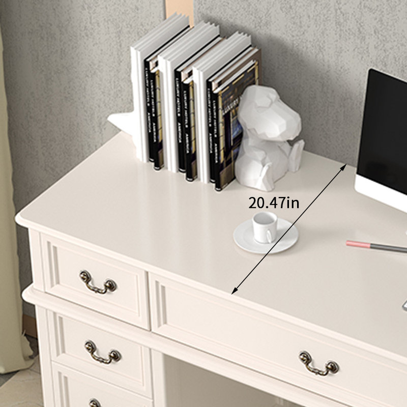 Bureau d'écriture avec rangement à neuf tiroirs de style américain, H 30,7 po x l 39,37 po x P 20,47 po