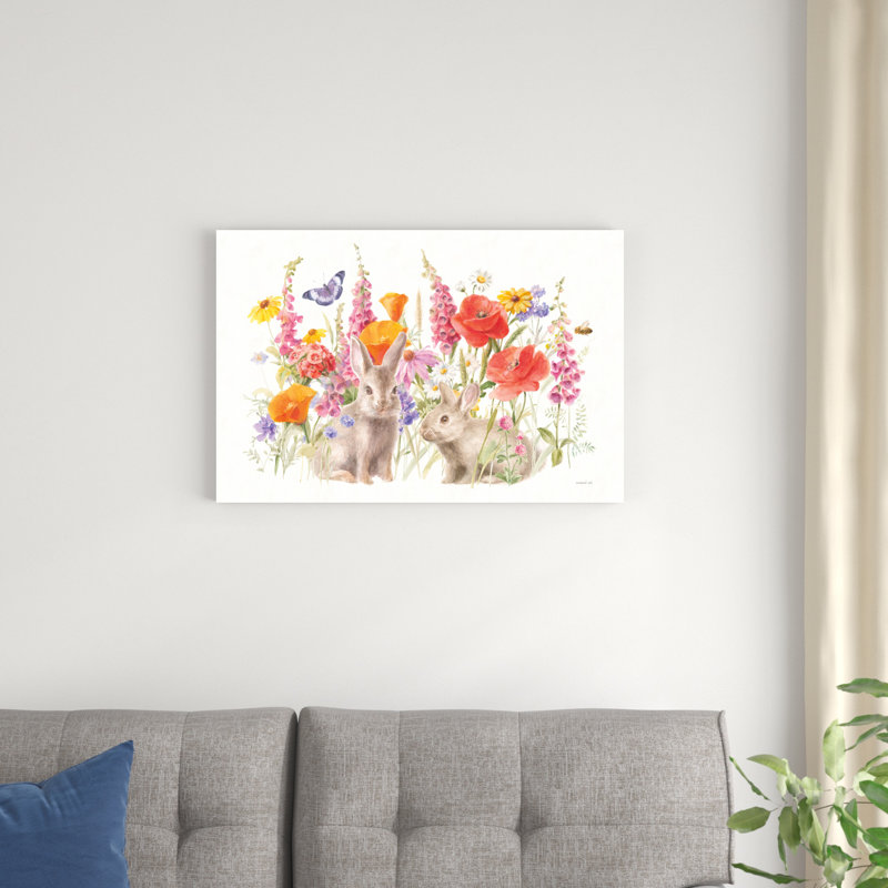 Fleurs sauvages en fleurs I Bunny, H 30 po x l 20 po x P 1,25 po