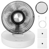 Foldable Rechargeable LED Desk Wall Mounted Fan with Magnetic Remote Hanging Oscillating