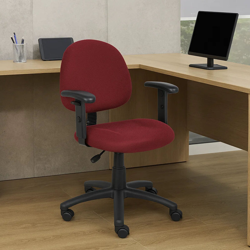 Jea Swivel Posture Chair, Adjustable Arms, Burgundy Red Tweed, Wheels, Burgundy Red