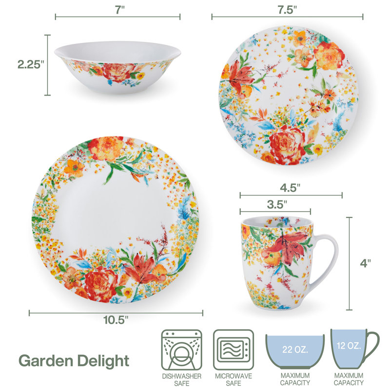 Fitz And Floyd Garden Delight 32-Pc Porcelain Dinnerware Set, Service For 8