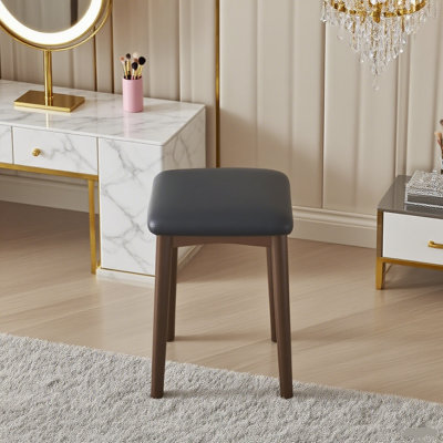 Multi - Functional Vanity Stool With Sturdy Rubber Wood Legs And Comfortable Cushion