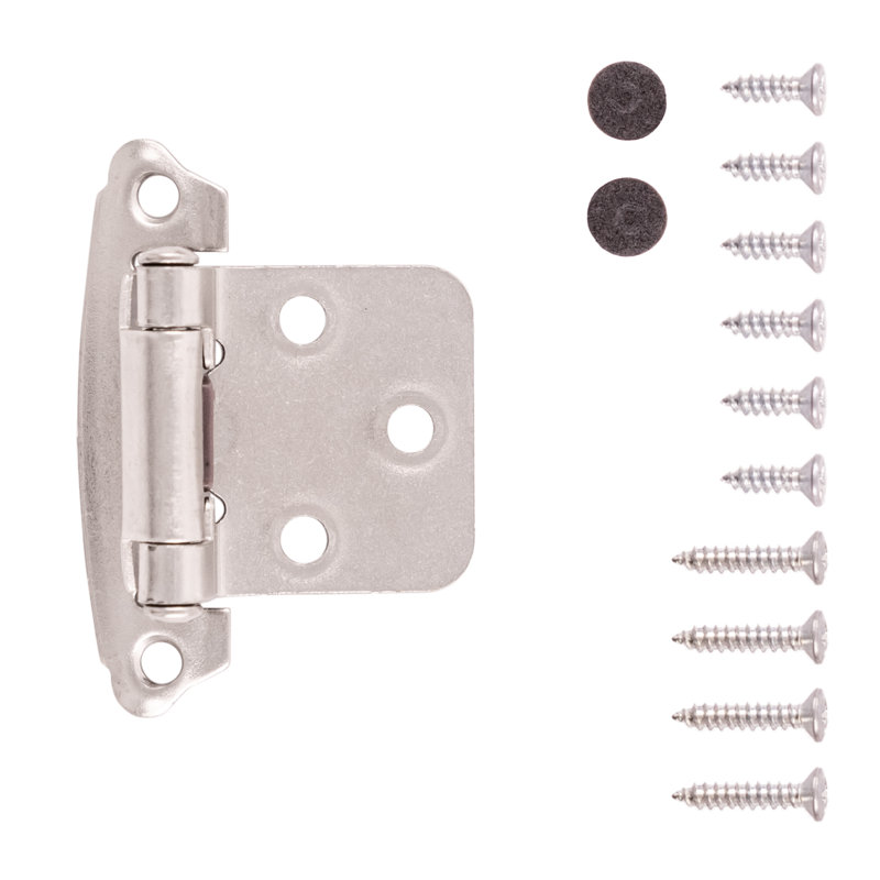 Encadrement de surface à fermeture automatique à surface variable - nickel satiné - charnières de porte d'armoire (ensemble de 10)
